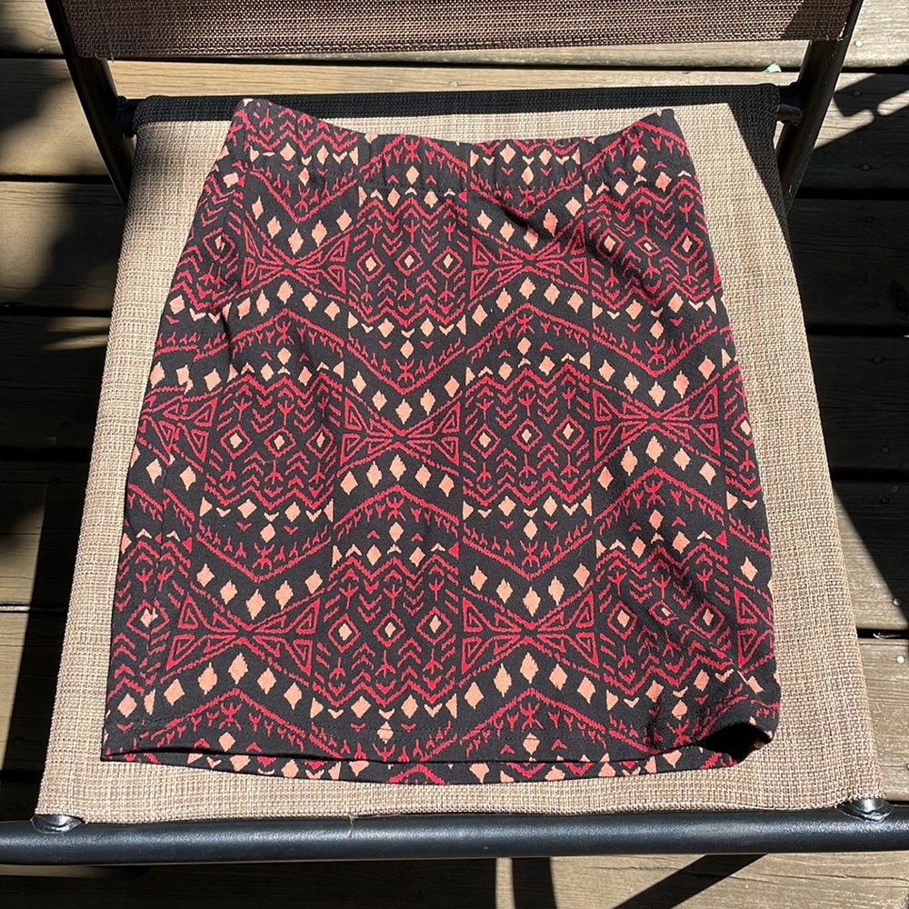 Garage BodyCon Style Aztec Skirt Black Red Orange